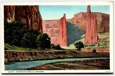 Fred Harvey Postcard 1930s-50s Canyon De Chelly Spider Rock Arizona Navajo