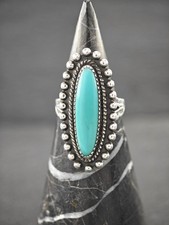 Fred Harvey Era Block Turquoise Sterling Silver Ring Size 6 3/4 - Additional view 5