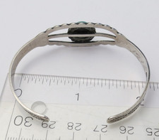 Fred Harvey slim Navajo native American sterling silver turquoise cuff bracelet - Additional view 6