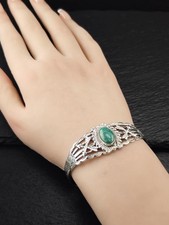 Fred Harvey Era Native American Turquoise Cuff Sterling Silver Bracelet - Additional view 2