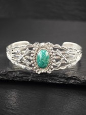 Fred Harvey Era Native American Turquoise Cuff Sterling Silver Bracelet - Additional view 3