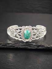 Fred Harvey Era Native American Turquoise Cuff Sterling Silver Bracelet - Additional view 7