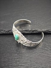 Fred Harvey Era Native American Turquoise Cuff Sterling Silver Bracelet - Additional view 9
