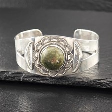 Fred Harvey Era Cerillos Native American Cuff Sterling Silver Bracelet
