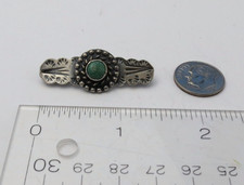 VTG Native American sterling silver Fred Harvey small green turquoise brooch - Additional view 1