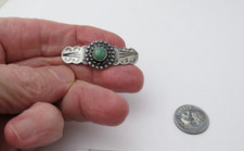 VTG Native American sterling silver Fred Harvey small green turquoise brooch - Additional view 3