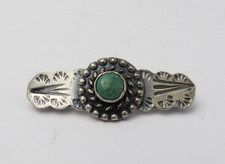 VTG Native American sterling silver Fred Harvey small green turquoise brooch