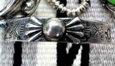 RARE vtg FRED HARVEY ERA BOWTIE CUFF bracelet sterling SILVER ARROW SHOP 6.5