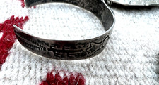 RARE vtg FRED HARVEY ERA BOWTIE CUFF bracelet sterling SILVER ARROW SHOP 6.5