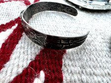RARE vtg FRED HARVEY ERA BOWTIE CUFF bracelet sterling SILVER ARROW SHOP 6.5