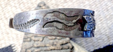 Vtg FRED HARVEY era TURQUOISE CUFF BRACELET sterling 5.75