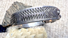 Vtg ZIPPER DESIGN Fred Harvey Era TURQUOISE CUFF BRACELET sterling 5.75