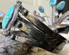 Vintage FRED HARVEY ERA TURQUOISE CUFF bracelet sterling silver 6