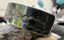 Vintage FRED HARVEY ERA TURQUOISE CUFF bracelet sterling silver 6