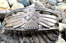 OLD PAWN FRED HARVEY ERA THUNDERBIRD CUFF sterling silver 6 1/4