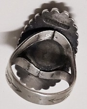 Vintage Fred Harvey Era Navajo Sterling Silver & Turquoise Ring w Stampwork sz 6 - Additional view 3