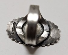 Vintage Fred Harvey Era Navajo Sterling Silver & Turquoise Ring w Stampwork sz 6 - Additional view 4