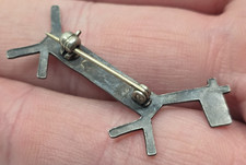 Vintage Fred Harvey Era Turquoise Sterling Silver Dog Brooch Pin - Additional view 2