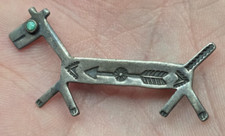 Vintage Fred Harvey Era Turquoise Sterling Silver Dog Brooch Pin