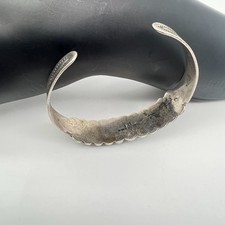 Vintage Navajo Fred Harvey Era Coin Silver Turquoise Cuff Bracelet IH Mark 16g - Additional view 6