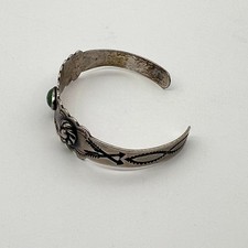 Vintage Navajo Fred Harvey Era Coin Silver Turquoise Cuff Bracelet IH Mark 16g - Additional view 9