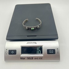 Vintage Navajo Fred Harvey Era Coin Silver Turquoise Cuff Bracelet IH Mark 16g - Additional view 10