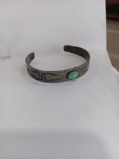 1920s Fred Harvey Era Navajo Sterling Silver  Bracelet with Turquoise & Swastika - Additional view 1