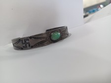 1920s Fred Harvey Era Navajo Sterling Silver  Bracelet with Turquoise & Swastika - Additional view 5