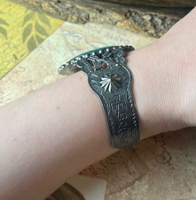Sterling Silver Turquoise Cuff Bracelet Fred Harvey Era V954 - Additional view 1