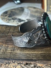 Sterling Silver Turquoise Cuff Bracelet Fred Harvey Era V954 - Additional view 6