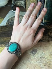 Sterling Silver Turquoise Cuff Bracelet Fred Harvey Era V954 - Additional view 9