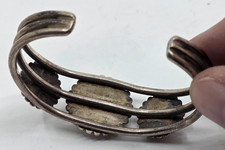 Old Rare Fred Harvey Tourist Era Sterling Silver Hand Tooled Navajo Cuff Bracele - Additional view 4