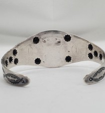Vtg. Navajo Fred Harvey Era Turquoise Thunderbird Stamped  Concho Cuff Bracelet - Additional view 11