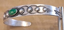 Vintage Navajo Fred Harvey ERA Sterling Silver Turquoise Stamped Cuff Bracelet - Additional view 11