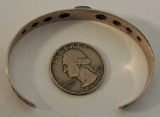 Vintage Navajo Fred Harvey ERA Sterling Silver Turquoise Stamped Cuff Bracelet - Additional view 6