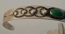 Vintage Navajo Fred Harvey ERA Sterling Silver Turquoise Stamped Cuff Bracelet - Additional view 8