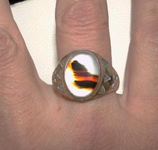 Vtg Fred Harvey MONTANA AGATE Crossed Arrows Sterling Silver Signed Ring sz 12 - Additional view 6