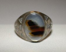 Vtg Fred Harvey MONTANA AGATE Crossed Arrows Sterling Silver Signed Ring sz 12 - Additional view 8