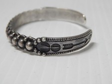 VINTAGE HARVEY STYLE NAVAJO INDIAN INGOT STERLING SILVER BRACELET - Additional view 2