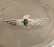 Fred Harvey Era Navajo Sterling Turquoise Thunderbird Hand Stamped PIN Native - Additional view 4