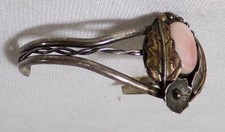 Fred Harvey Old Pawn Silver Pink MOP Native American Navajo Bracelet - Additional view 5