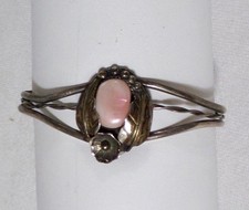 Fred Harvey Old Pawn Silver Pink MOP Native American Navajo Bracelet