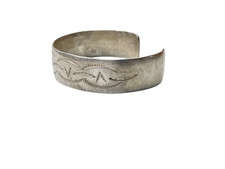 Vintage Fred Harvey era sterling silver hand stamped Navajo cuff bracelet - Additional view 1