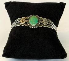 1930s FRED HARVEY NAVAJO THUNDERBIRD STERLING SILVER TURQUOISE BRACELET CUFF 14g - Additional view 1