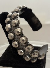 Vintage Fred Harvey Era Navajo Sterling Stamped Double Row Ball Cuff Bracelet - Additional view 3