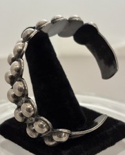 Vintage Fred Harvey Era Navajo Sterling Stamped Double Row Ball Cuff Bracelet - Additional view 4