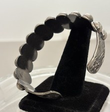 Vintage Fred Harvey Era Navajo Sterling Stamped Double Row Ball Cuff Bracelet - Additional view 7