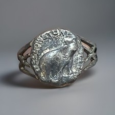 Vintage Fred Harvey Era Yellowstone Souvenir Ring Sterling Silver Bison - Additional view 1