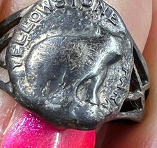 Vintage Fred Harvey Era Yellowstone Souvenir Ring Sterling Silver Bison - Additional view 4