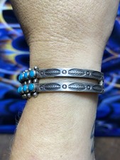 Vintage Fred Harvey era turquoise snake I double row cuff - Additional view 1